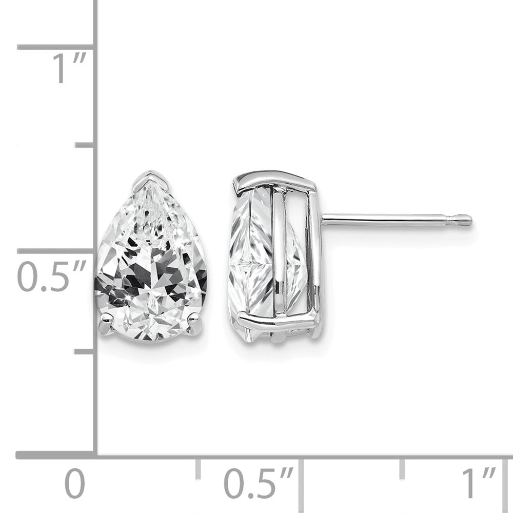 14k White Gold 10x7mm Pear Cubic Zirconia Stud Earrings
