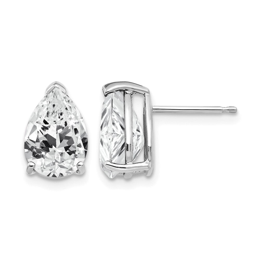 14k White Gold 10x7mm Pear Cubic Zirconia Stud Earrings