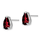 14k White Gold 10x7mm Pear Garnet Post Earrings
