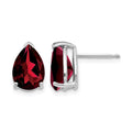 14k White Gold 10x7mm Pear Garnet Post Earrings