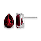 14k White Gold 10x7mm Pear Garnet Post Earrings