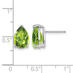 14k White Gold 10x7mm Pear Peridot Post Earrings