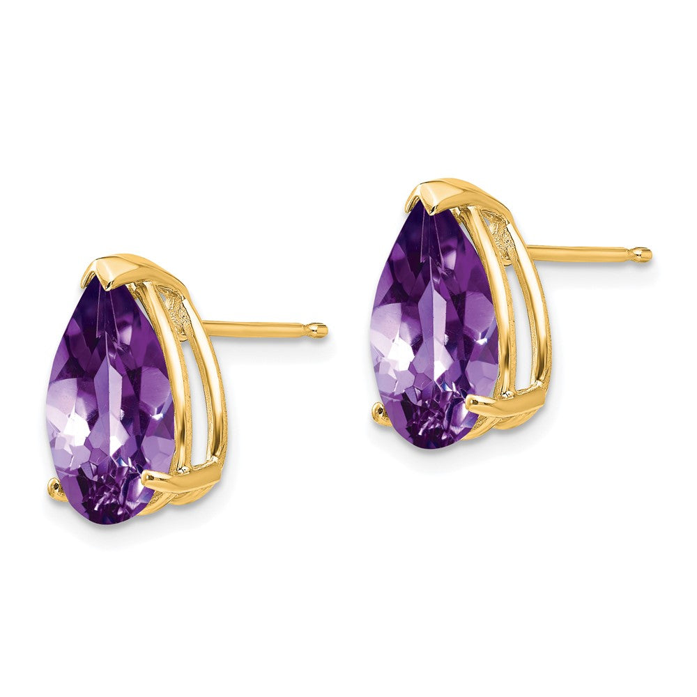 14k 12x8mm Pear Amethyst Stud Earrings