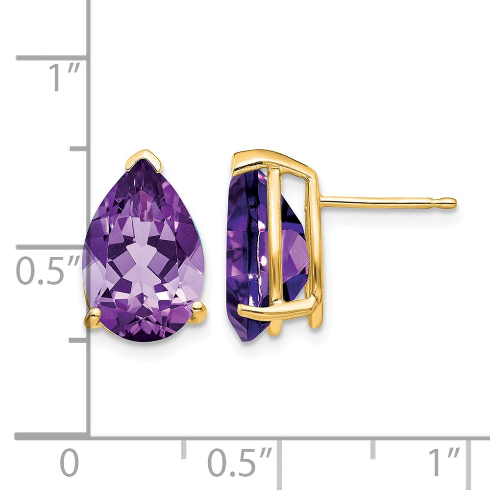14k 12x8mm Pear Amethyst Stud Earrings
