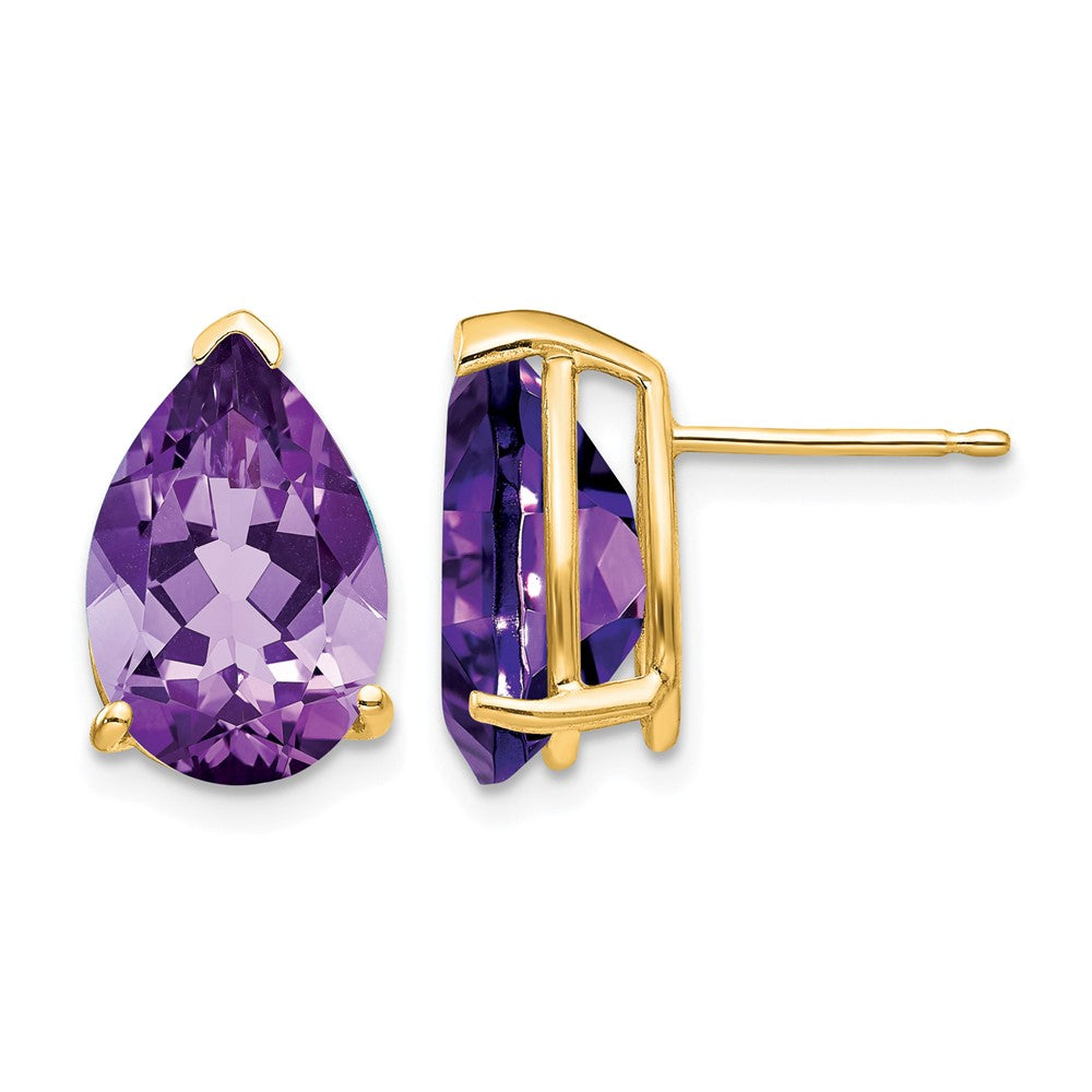 14k 12x8mm Pear Amethyst Stud Earrings