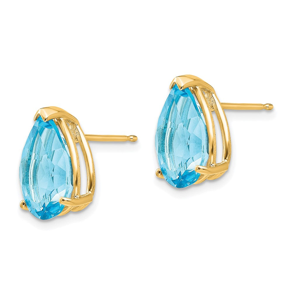 14k 12x8mm Pear Blue Topaz Post Earrings