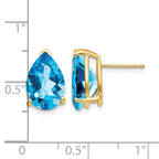14k 12x8mm Pear Blue Topaz Post Earrings