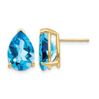 14k 12x8mm Pear Blue Topaz Post Earrings
