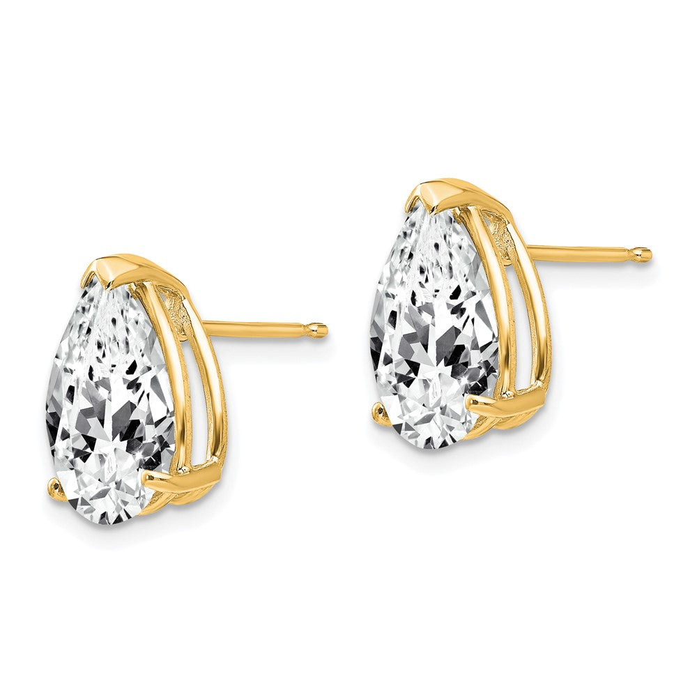 14k 12x8mm Pear Cubic Zirconia Post Earrings