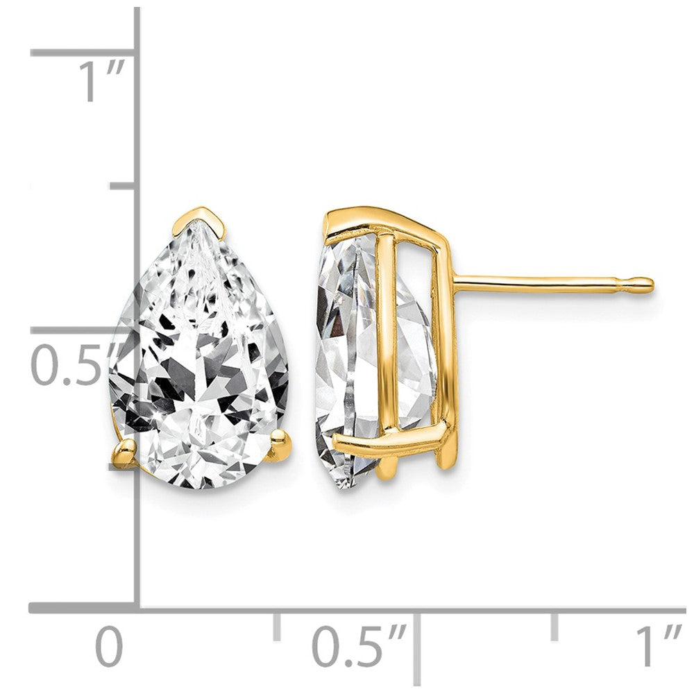 14k 12x8mm Pear Cubic Zirconia Post Earrings