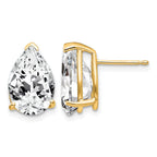 14k 12x8mm Pear Cubic Zirconia Post Earrings