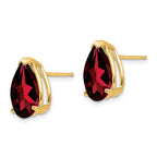 14k 12x8mm Pear Garnet Post Earrings