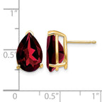 14k 12x8mm Pear Garnet Post Earrings