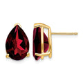 14k 12x8mm Pear Garnet Post Earrings