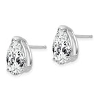 14k White Gold 12x8mm Pear Cubic Zirconia Post Earrings