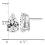 14k White Gold 12x8mm Pear Cubic Zirconia Post Earrings