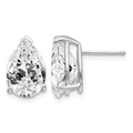14k White Gold 12x8mm Pear Cubic Zirconia Post Earrings