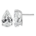 14k White Gold 12x8mm Pear Cubic Zirconia Post Earrings