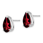 14k White Gold 12x8mm Pear Garnet Post Earrings