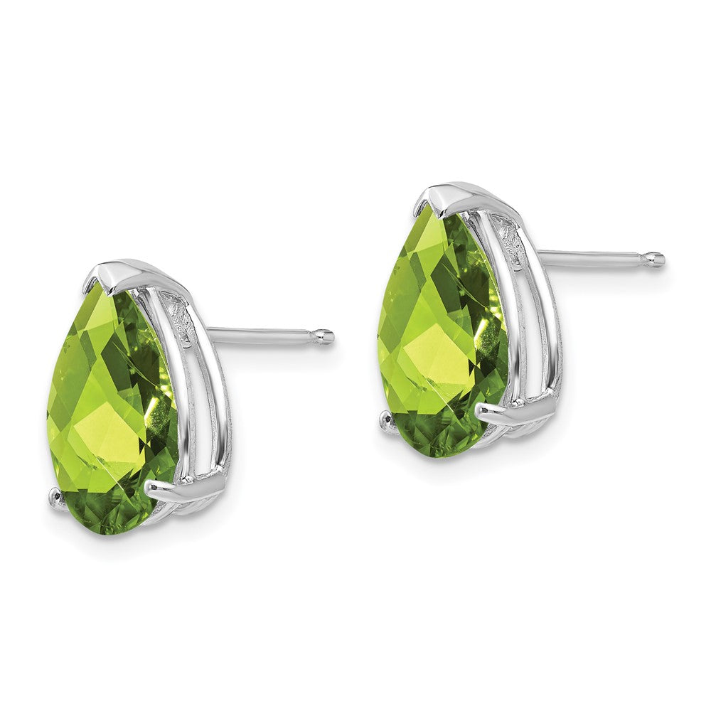 14k White Gold 12x8mm Pear Peridot Stud Earrings