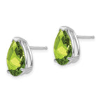 14k White Gold 12x8mm Pear Peridot Stud Earrings