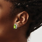 14k White Gold 12x8mm Pear Peridot Stud Earrings