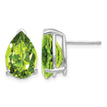 14k White Gold 12x8mm Pear Peridot Stud Earrings