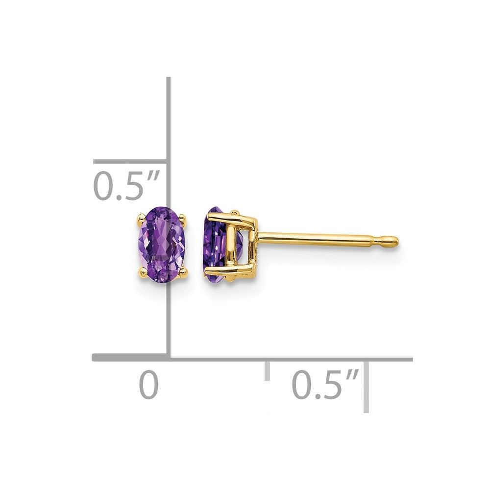 14k 5x3mm Oval Amethyst Post Earrings