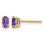 14k 5x3mm Oval Amethyst Post Earrings