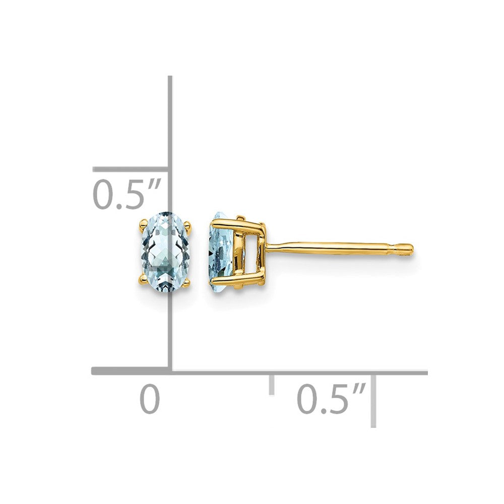 14k 5x3mm Oval Aquamarine Post Earrings