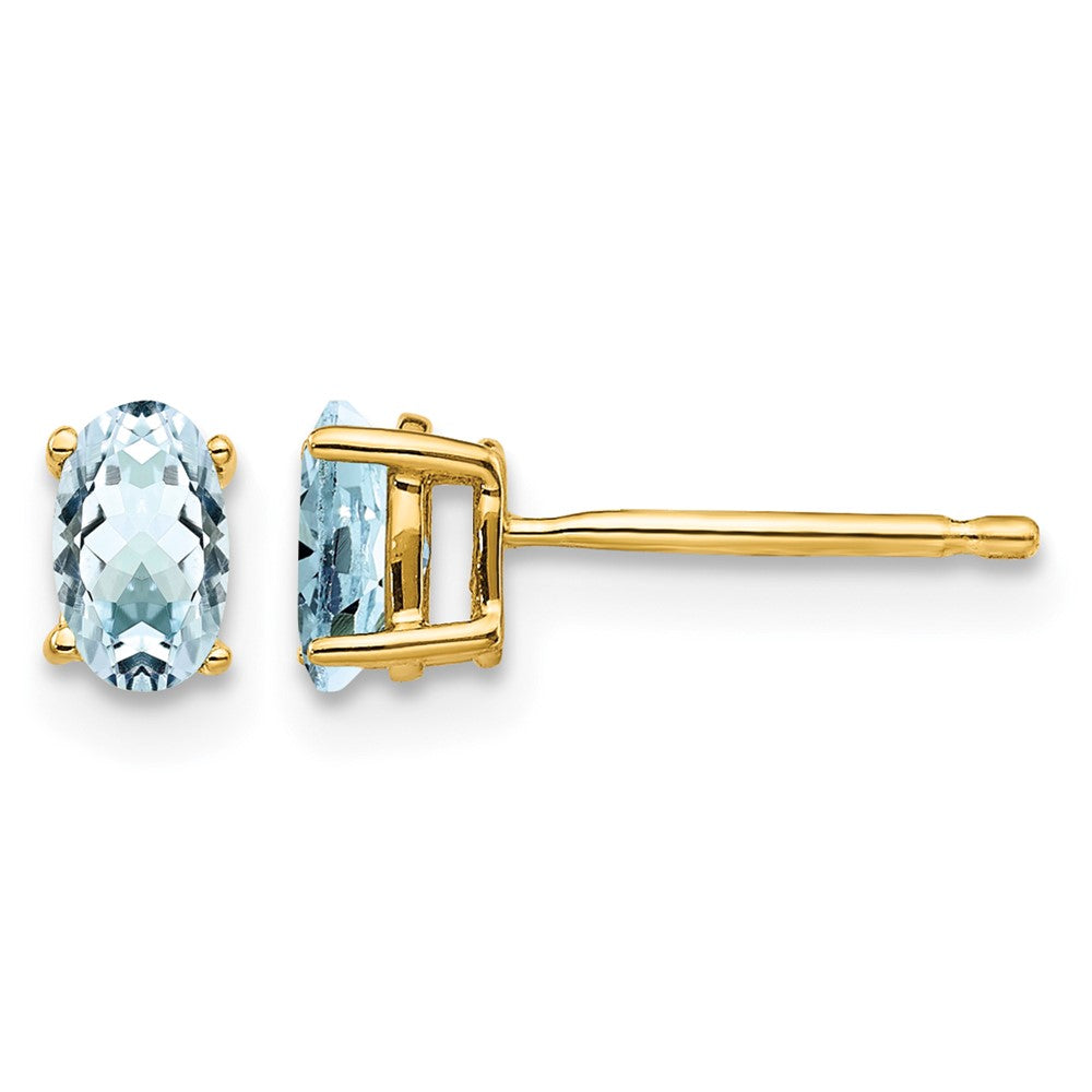 14k 5x3mm Oval Aquamarine Post Earrings