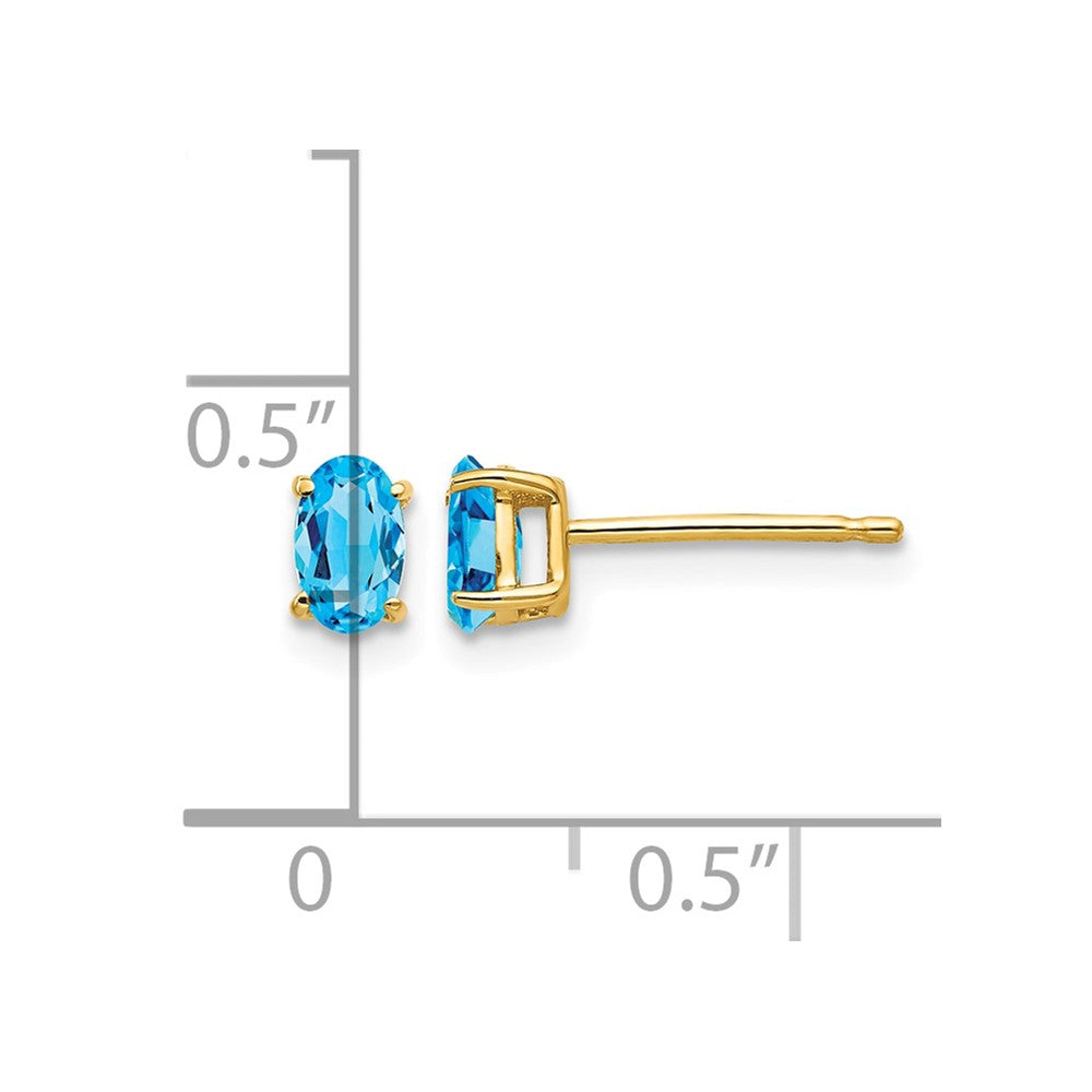 14k 5x3mm Oval Blue Topaz Post Earrings