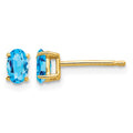 14k 5x3mm Oval Blue Topaz Post Earrings