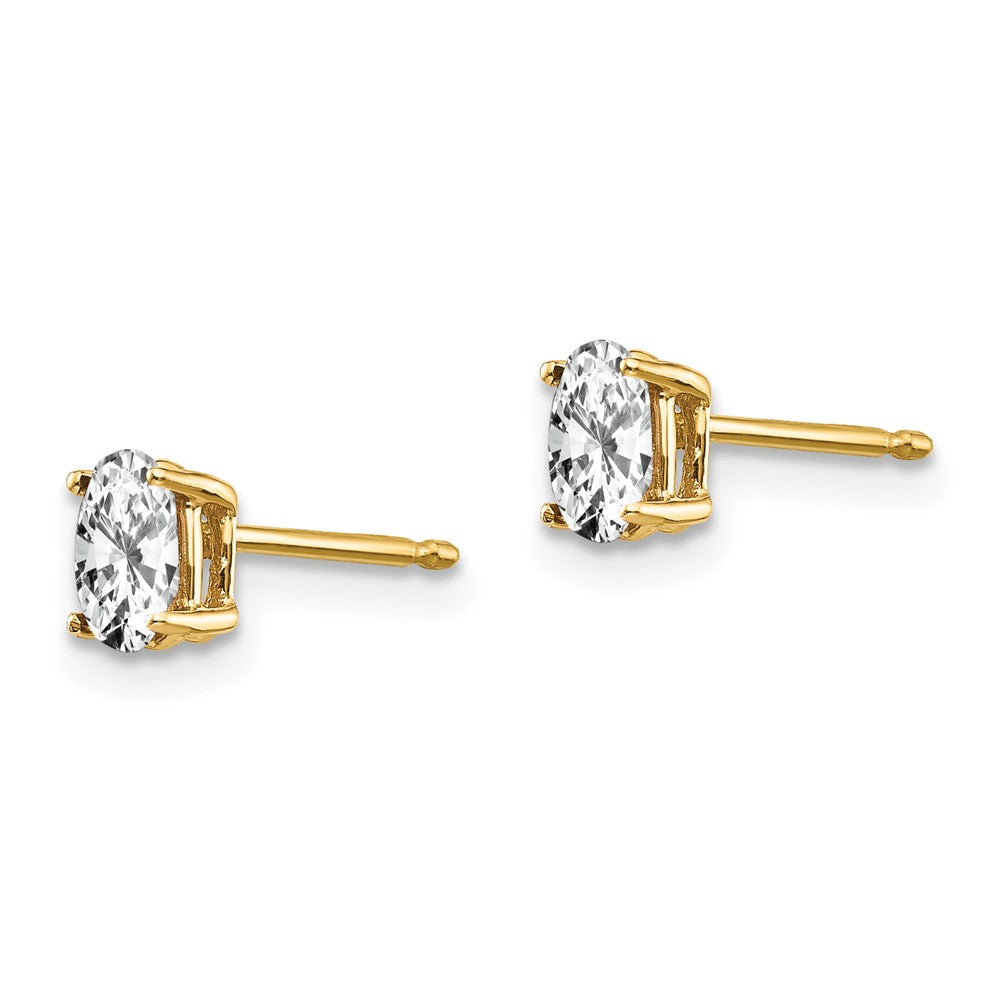 14k 5x3mm Oval Cubic Zirconia Post Earrings
