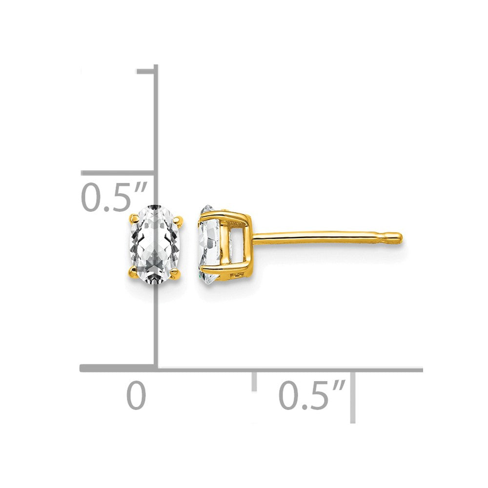 14k 5x3mm Oval Cubic Zirconia Post Earrings