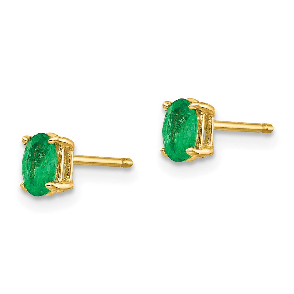 14k 5x3mm Oval Emerald Post Earrings