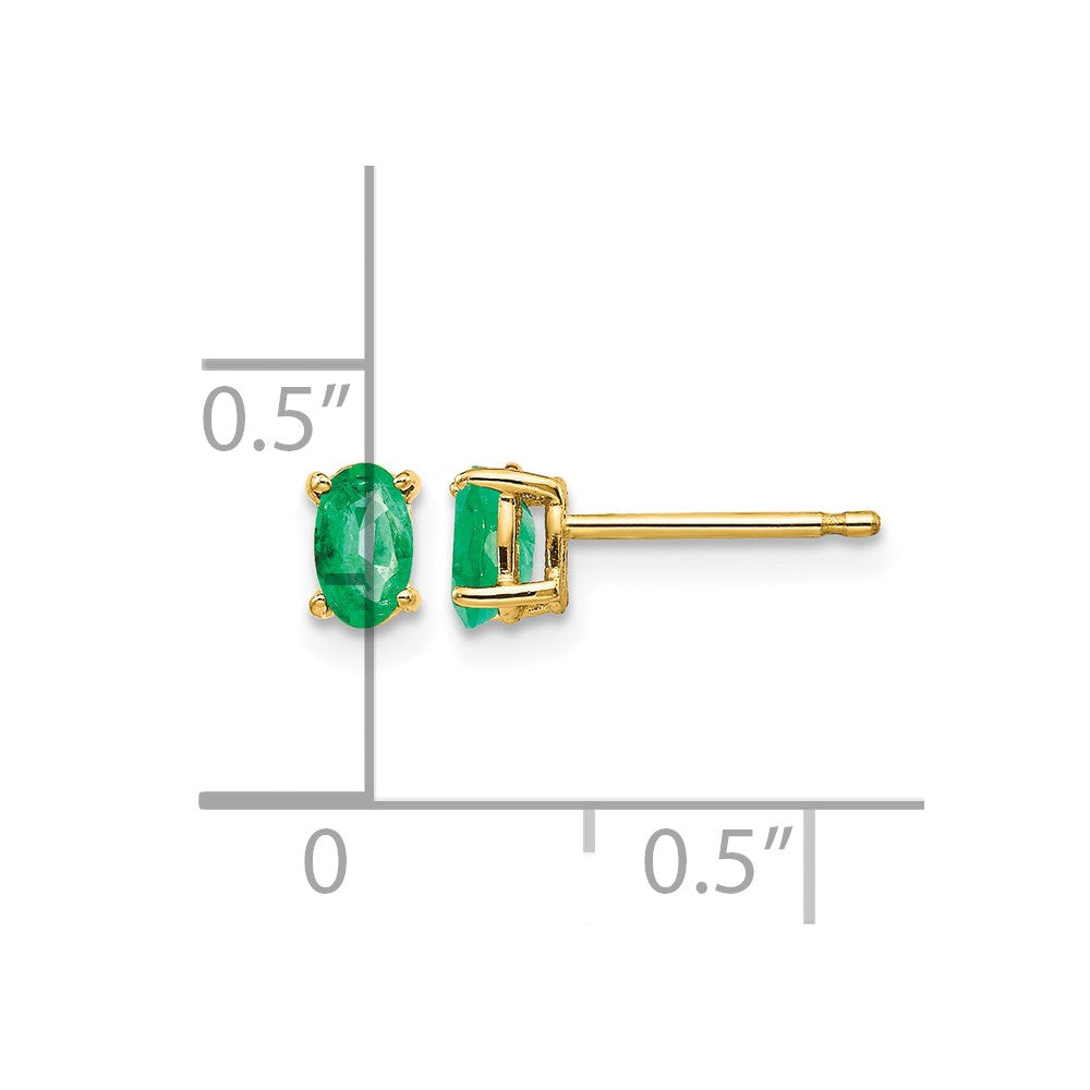 14k 5x3mm Oval Emerald Post Earrings