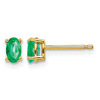 14k 5x3mm Oval Emerald Post Earrings