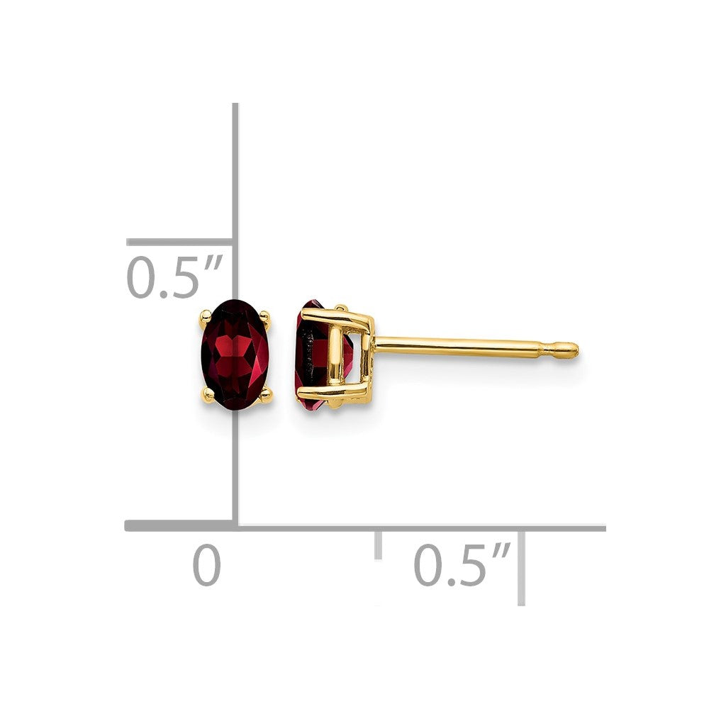 14k 5x3mm Oval Garnet Post Earrings