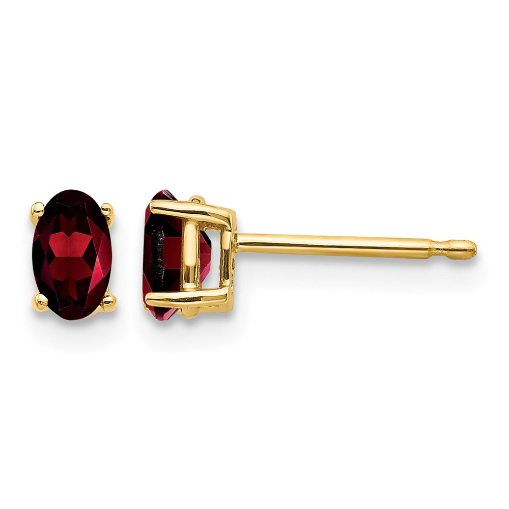 14k 5x3mm Oval Garnet Post Earrings
