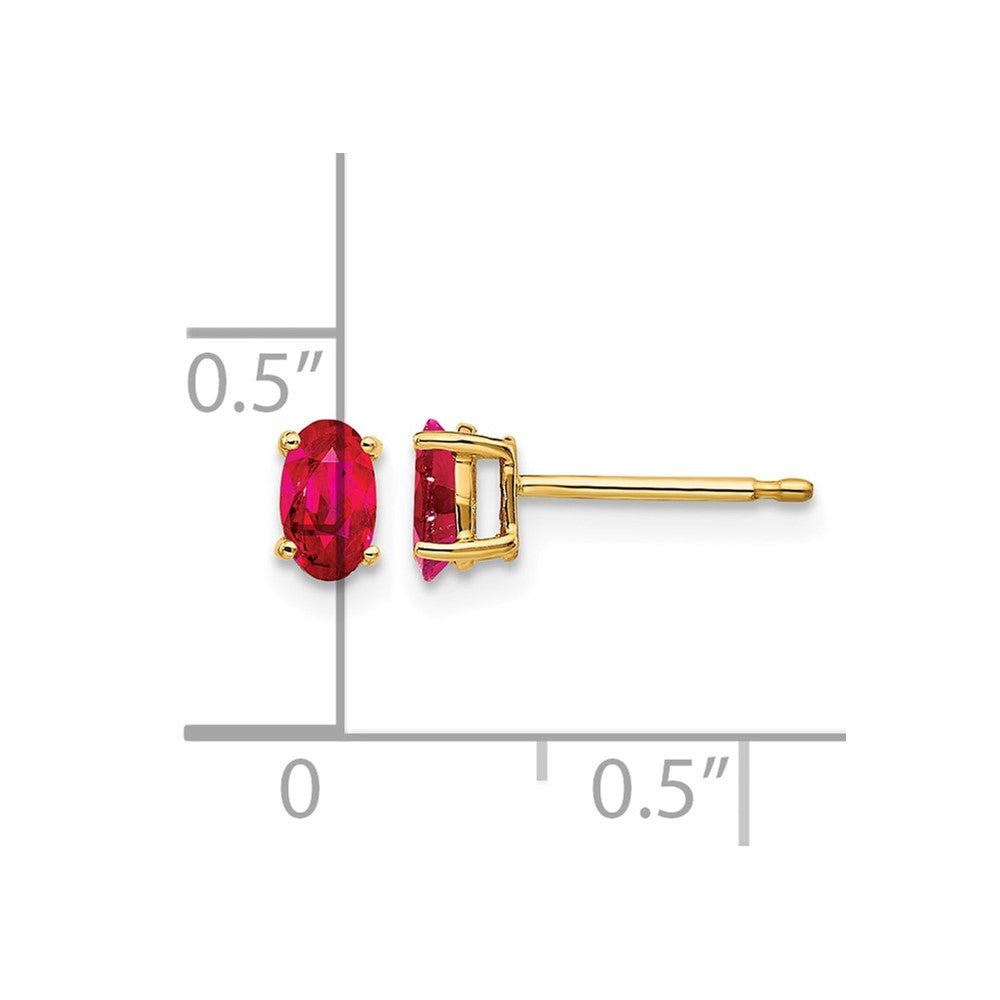 14k 5x3mm Oval Ruby Post Earrings