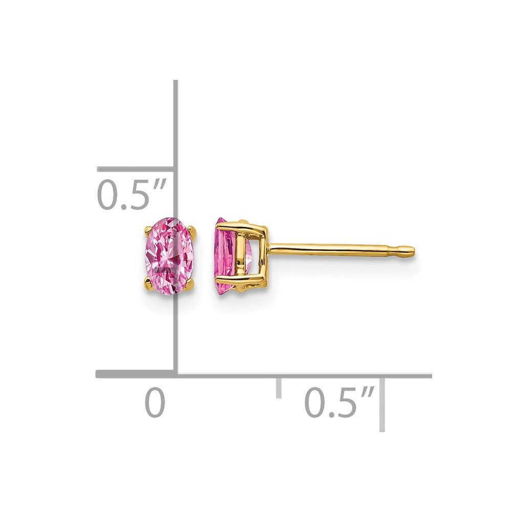 14k 5x3mm Oval Pink Sapphire Post Earrings
