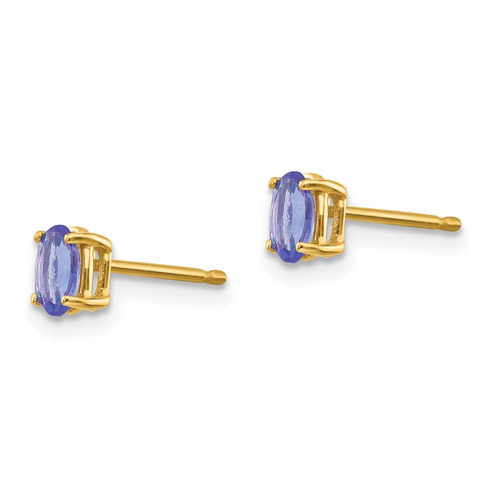 14k 5x3mm Oval Tanzanite Post Earrings