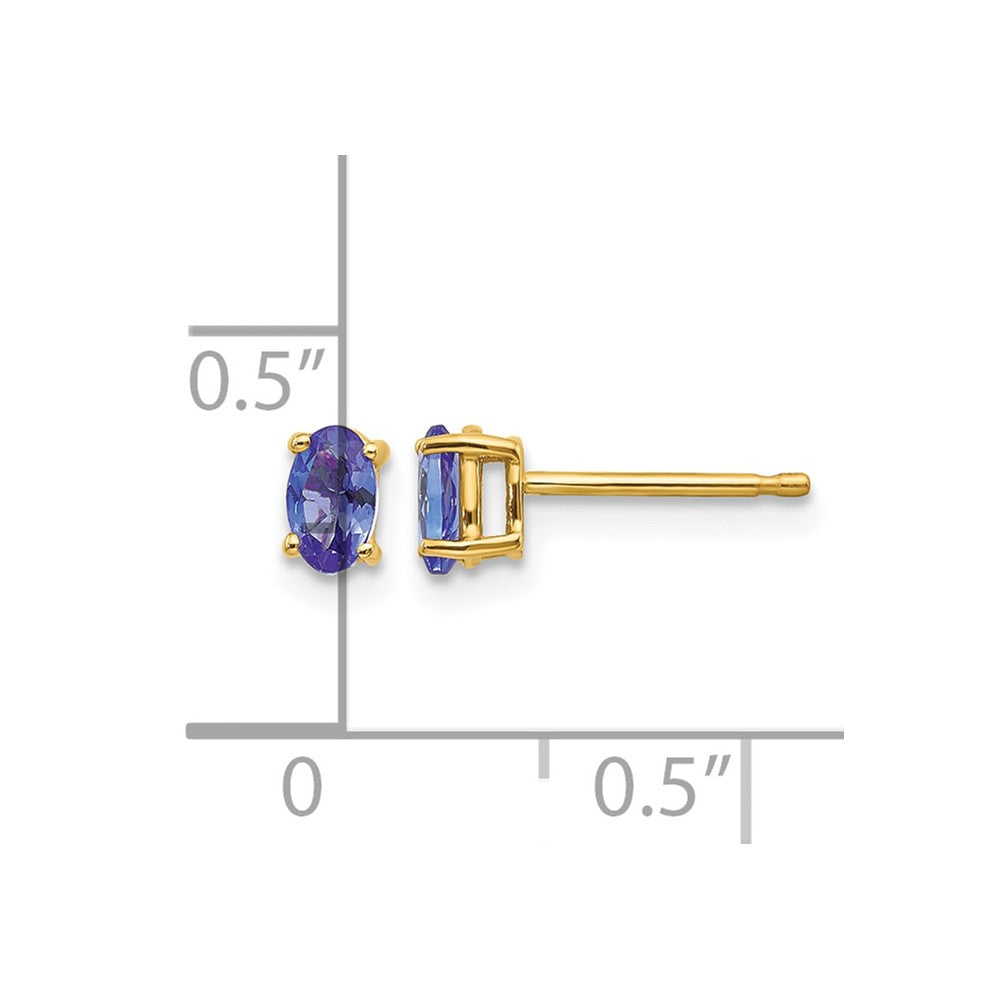 14k 5x3mm Oval Tanzanite Post Earrings