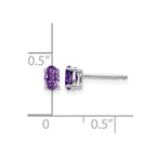 14k White Gold 5x3mm Oval Amethyst Post Earrings