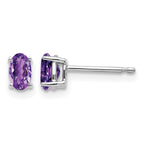 14k White Gold 5x3mm Oval Amethyst Post Earrings