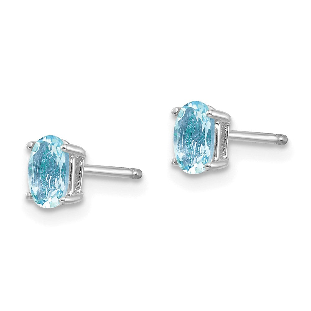 14k White Gold 5x3mm Oval Aquamarine Post Earrings