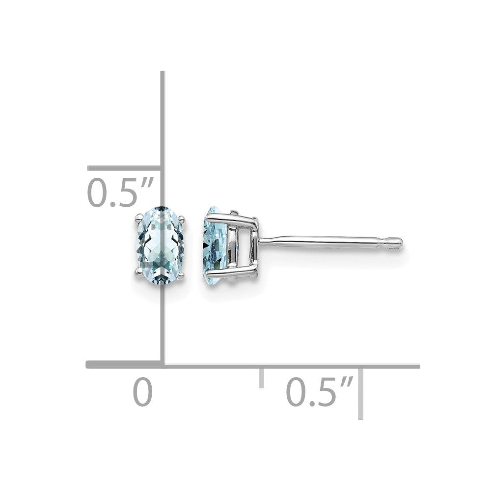 14k White Gold 5x3mm Oval Aquamarine Post Earrings