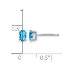 14k White Gold 5x3mm Oval Blue Topaz Post Earrings