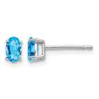 14k White Gold 5x3mm Oval Blue Topaz Post Earrings